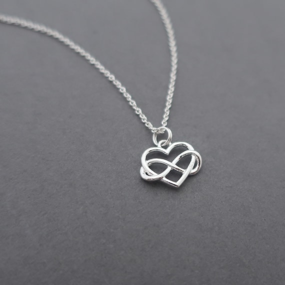 925 Sterling Silver Double Heart Infinity Love Necklace