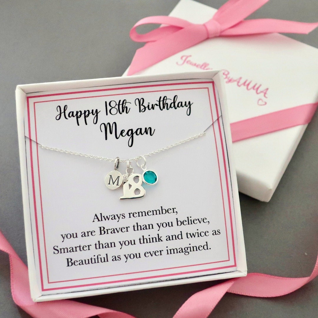 18th Birthday Necklace Jewelry, 18th Birthday Gift for Her, Initial