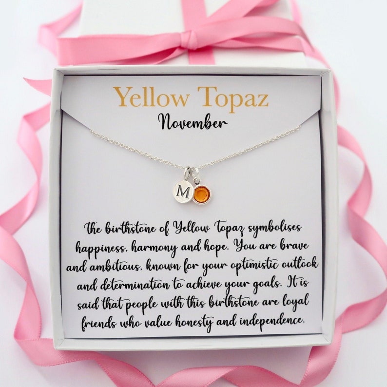 November Birthstone Necklace Sterling Silver Personalised Etsy UK