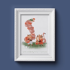 personalisierte Illustration, Tierposter, Kinderzimmerposter, Geburtsgeschenk