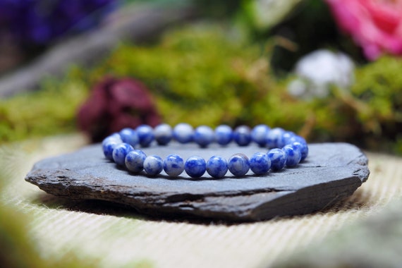 Blue jasper bracelet 6 mm handmade with natural gemstone beads