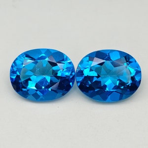 10x8 MM Natural Topaz Stone Pair, 6 Carat Loose Topaz, Oval Faceted Swiss Blue Topaz Stone, Swiss Blue Topaz Oval.
