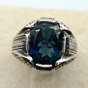 Natural London Blue Topaz Ring With 925 Silver, Men Ring.