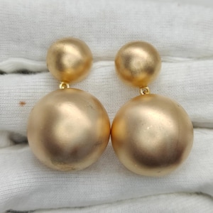 925 Silver Double Ball Earrings | 12mm & 20mm Hollow Gold-Plated Drop Earrings | Lightweight Statement Earrings, Gift For Her.