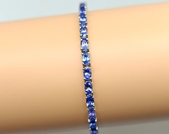 AAA Natural Tanzanite Bracelet With 925 Silver, Bracelet For Women, Tanzanite Jewellery, Handmade Jewellery