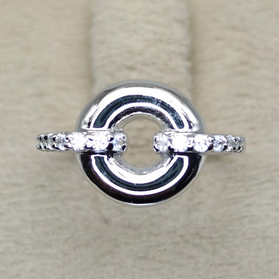 Bague En Argent Sterling 925 Avec Zircon - Taille 17 Italie, Neuve Sans Emballage