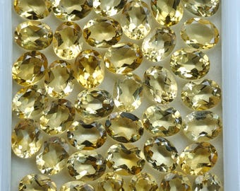38 Pcs Natural Citrine Gemstone Lot | 62.50 Ct Total Weight | 7x9 mm Oval Faceted Light Yellow Stones | Loose Gems for Jewellery Making.
