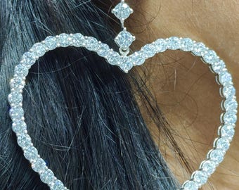 Orecchini con ali d'angelo in argento sterling 925 a forma di cuore
