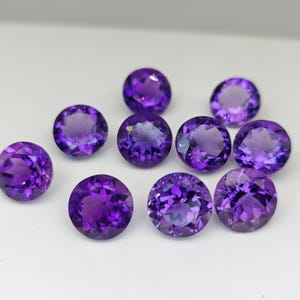 10 Pcs Natural Purple Amethyst Round – 11mm Brazil Origin, 49.50 Carat, Round Faceted, Amethyst Gemstone.