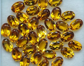 34 Pcs Natural Citrine Gemstone Lot | 23.70 Carat Total Weight | 7x5 mm Oval Cut Golden-Yellow Gemstones | Loose Gems for Jewellery Making.