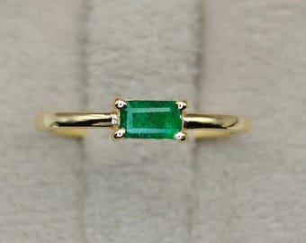 天然ザンビア産エメラルド リング 18K イエロー ゴールド、オーバル