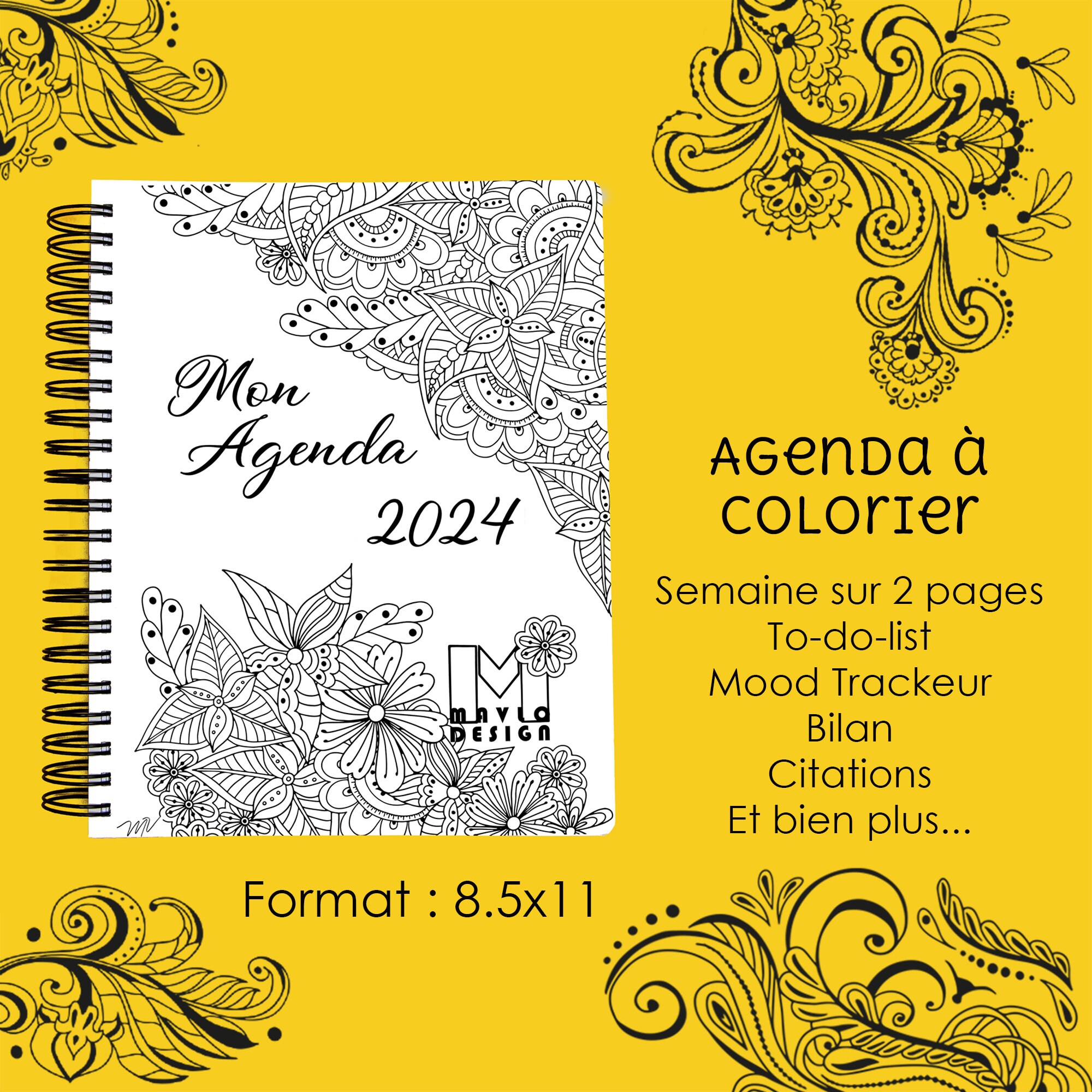 Agenda mensuel 2024 - Agenda papier- Produit québécois