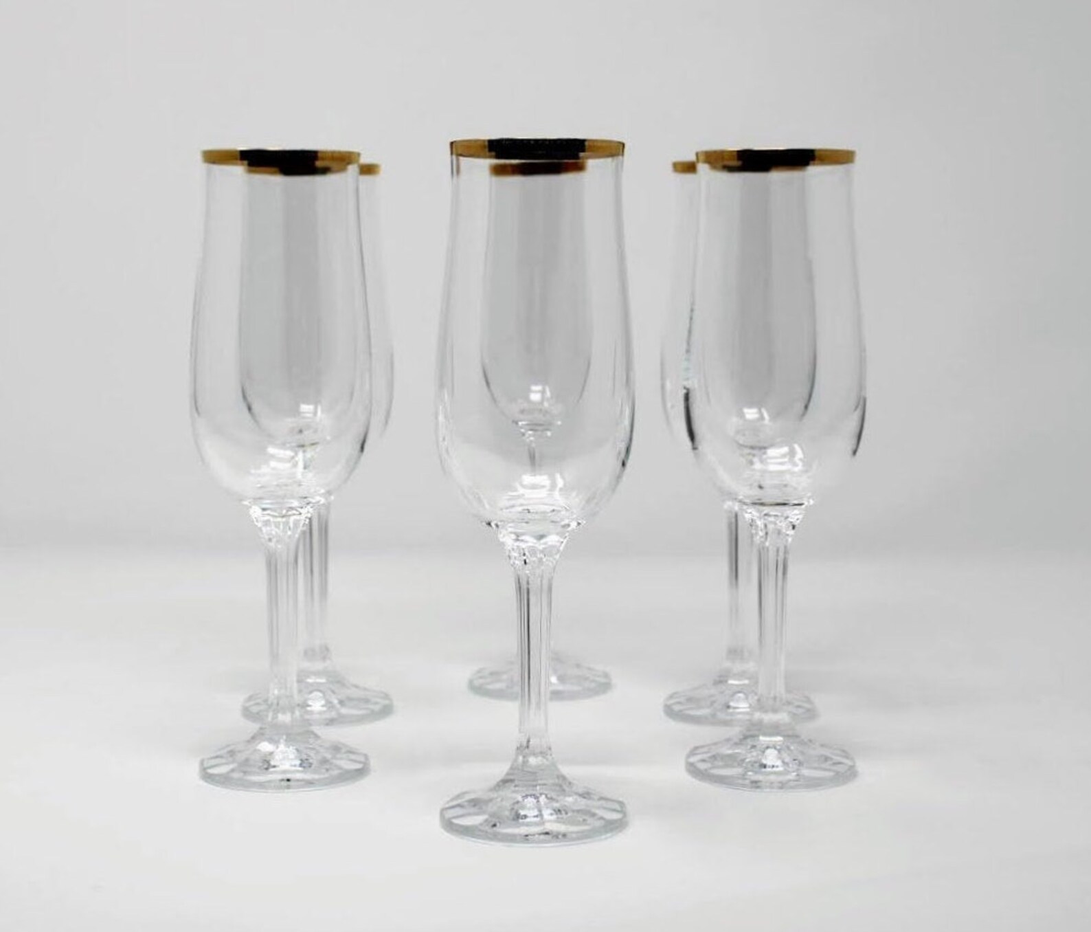 Crystal Champagne Flutes Set of 6 Vintage Bohemia Geneve Etsy