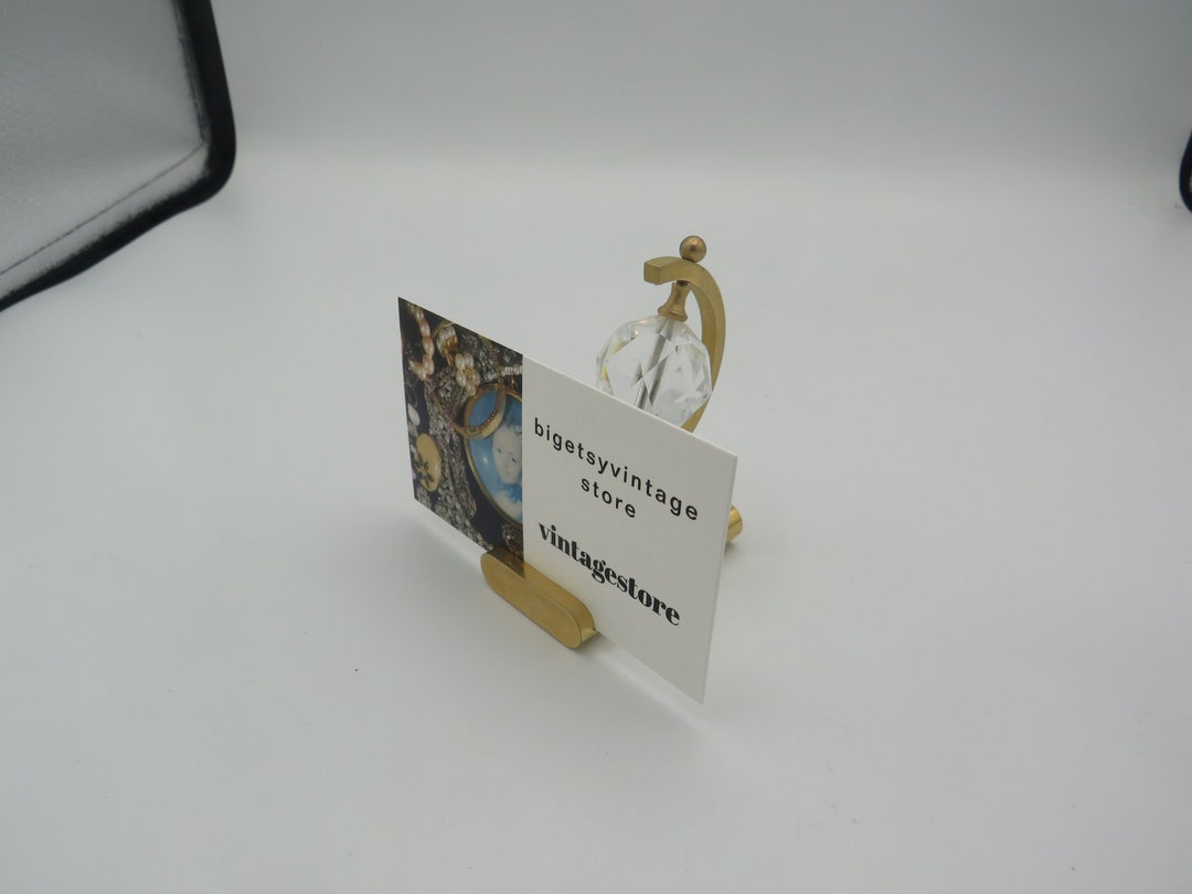Amazing Vintage Brass Business Card Holder, Desk Top Card Holder