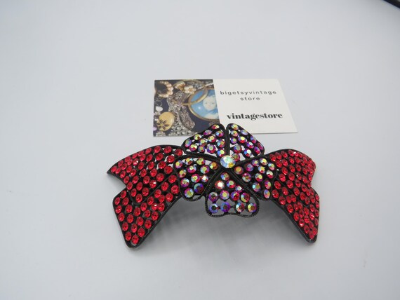 Iridescent red rhinestone metal hair clip Red Crystal Hair Clip - Etsy main image 3