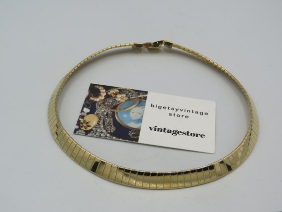 beautiful vintage gold tone omega collar necklace… - image 1