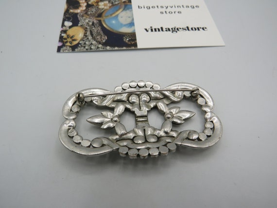 amazing antique silver tone art deco brooch, stun… - image 5