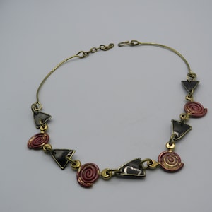 stunning vintage arts and crafts necklace, artisan piece, multi tone metals, lovely condition, 17 to 18 inch, stunning unusual piece