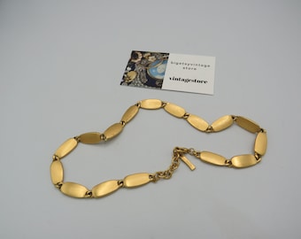 ANNE KLEIN singed beautiful gold tone matt panel necklace, beautiful condition, simple stunning design, 16 to 17.5-inch length, statement