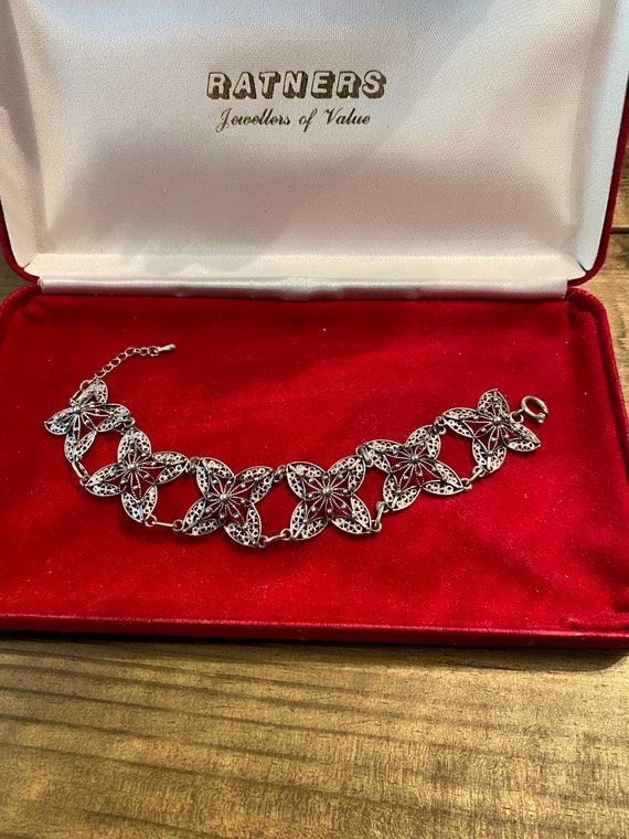 Vintage filigree silver tone bracelet , vintage, v