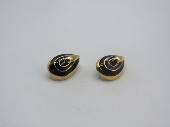 stunning vintage retro gold tone clip on earrings… - image 2