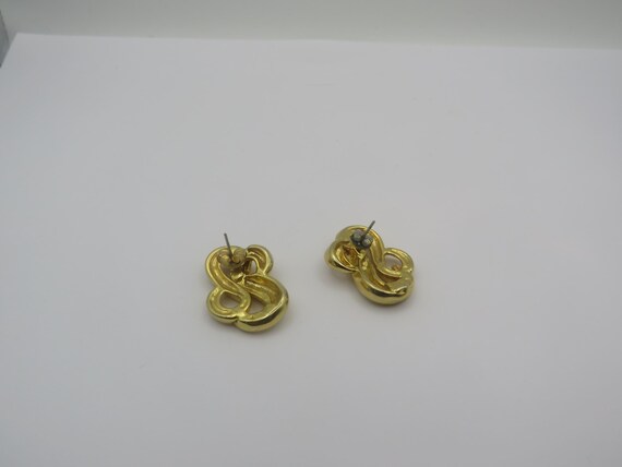 stunning solid post back earrings, gold tone, bea… - image 3