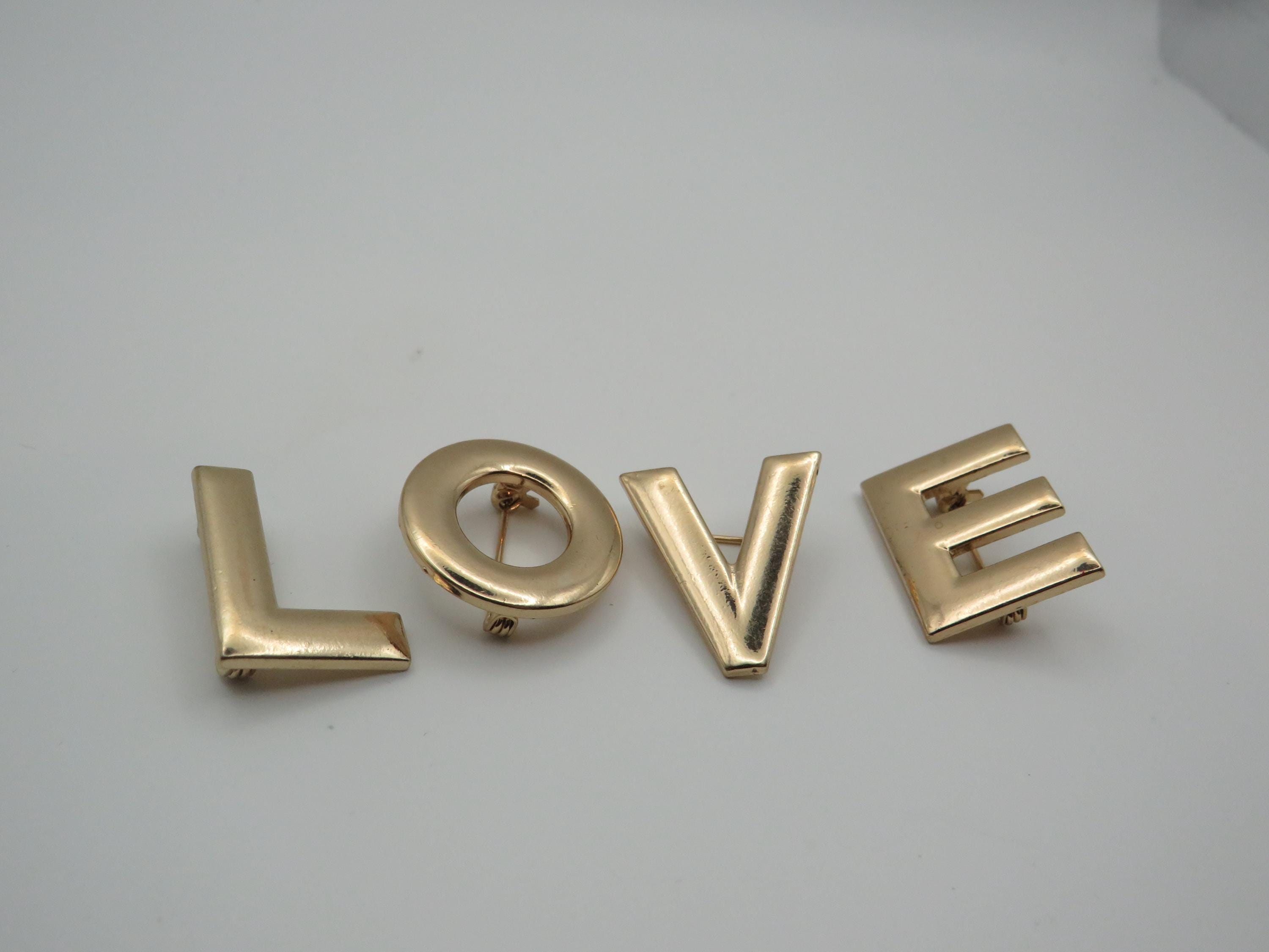 Gorgeous Set of 4 Brooches Spelling Out the Work LOVE, Lovely Simple ...