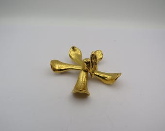 Risis 24 K ゴールド メッキ オーキッド ブローチ ペンダント