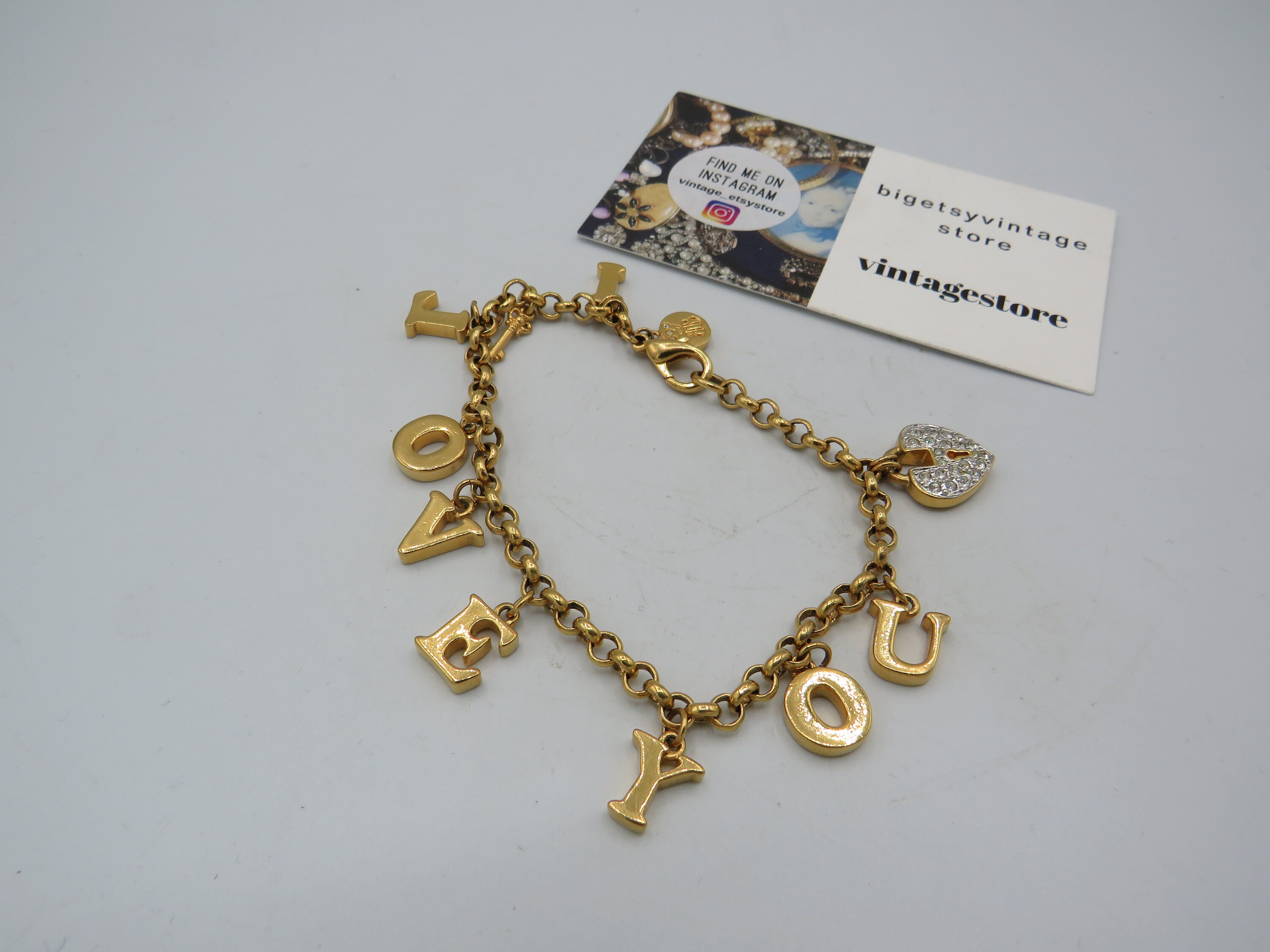 Spectacular Gold Tone BROOKS AND BENTLEY I Love You Charm