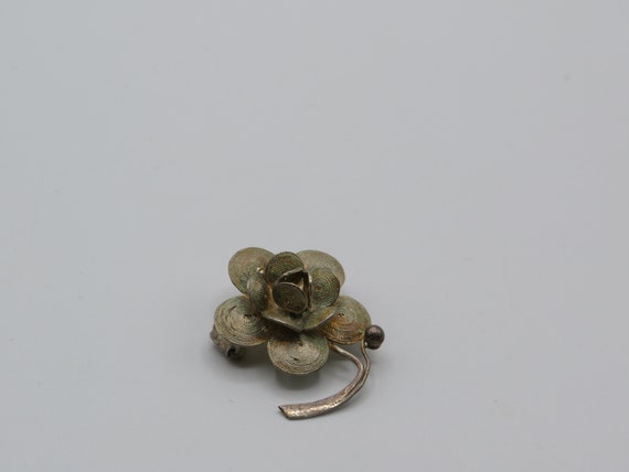 stunning vintage silver flower brooch marked 925 … - image 1