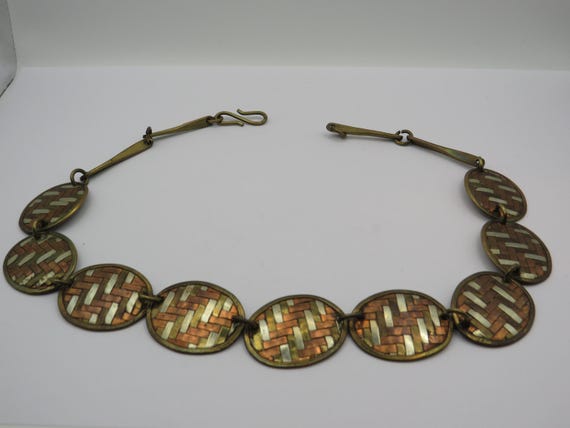 spectacular vintage panel statement necklace, wov… - image 3