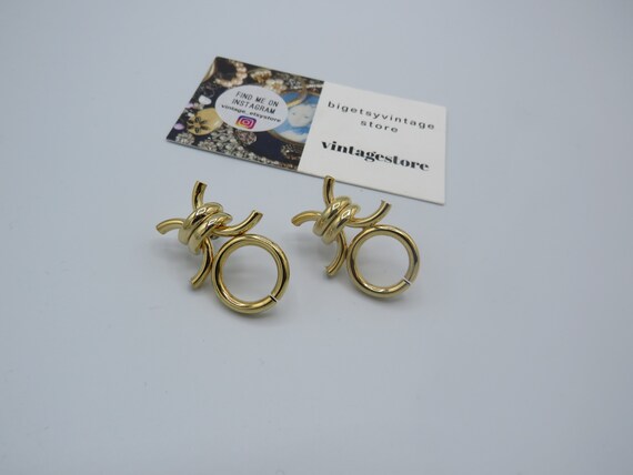 lovely gold tone post back statement earring, int… - image 2