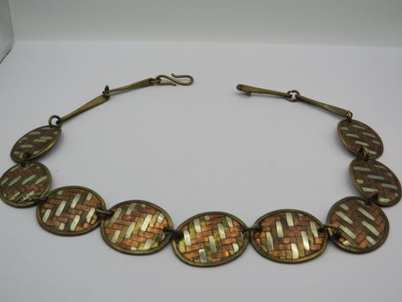 spectacular vintage panel statement necklace, wov… - image 2