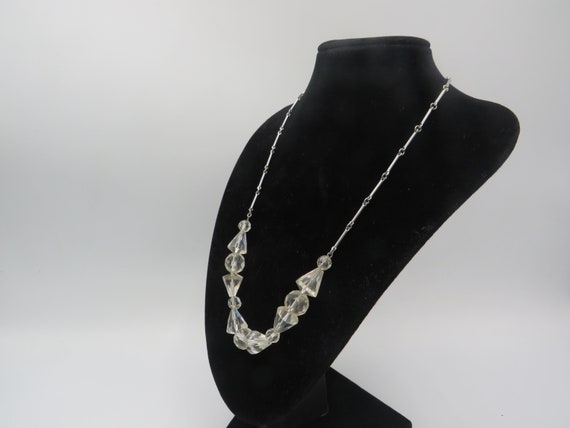 stunning vintage art deco silver tone necklace wi… - image 2