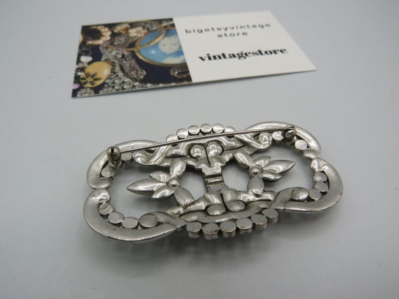 amazing antique silver tone art deco brooch, stun… - image 4