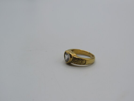 stunning gold tone statement ring with beautiful … - image 3