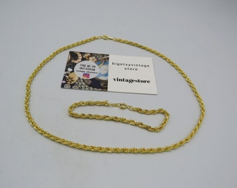 lovely gold tone rope necklace and matching bracelet set, excellent condition, 18.5-inch necklace, 7.25-inch bracelet