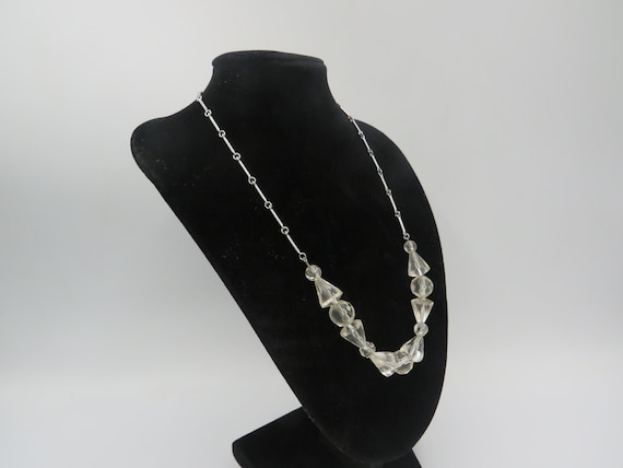 stunning vintage art deco silver tone necklace wi… - image 4