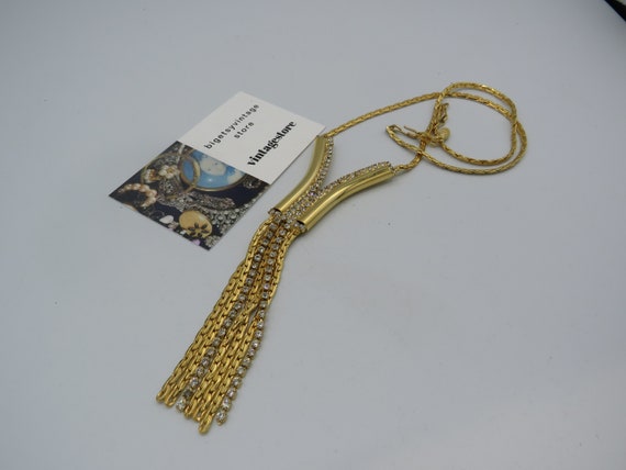 amazing vintage gold tone necklace, beautiful sta… - image 3