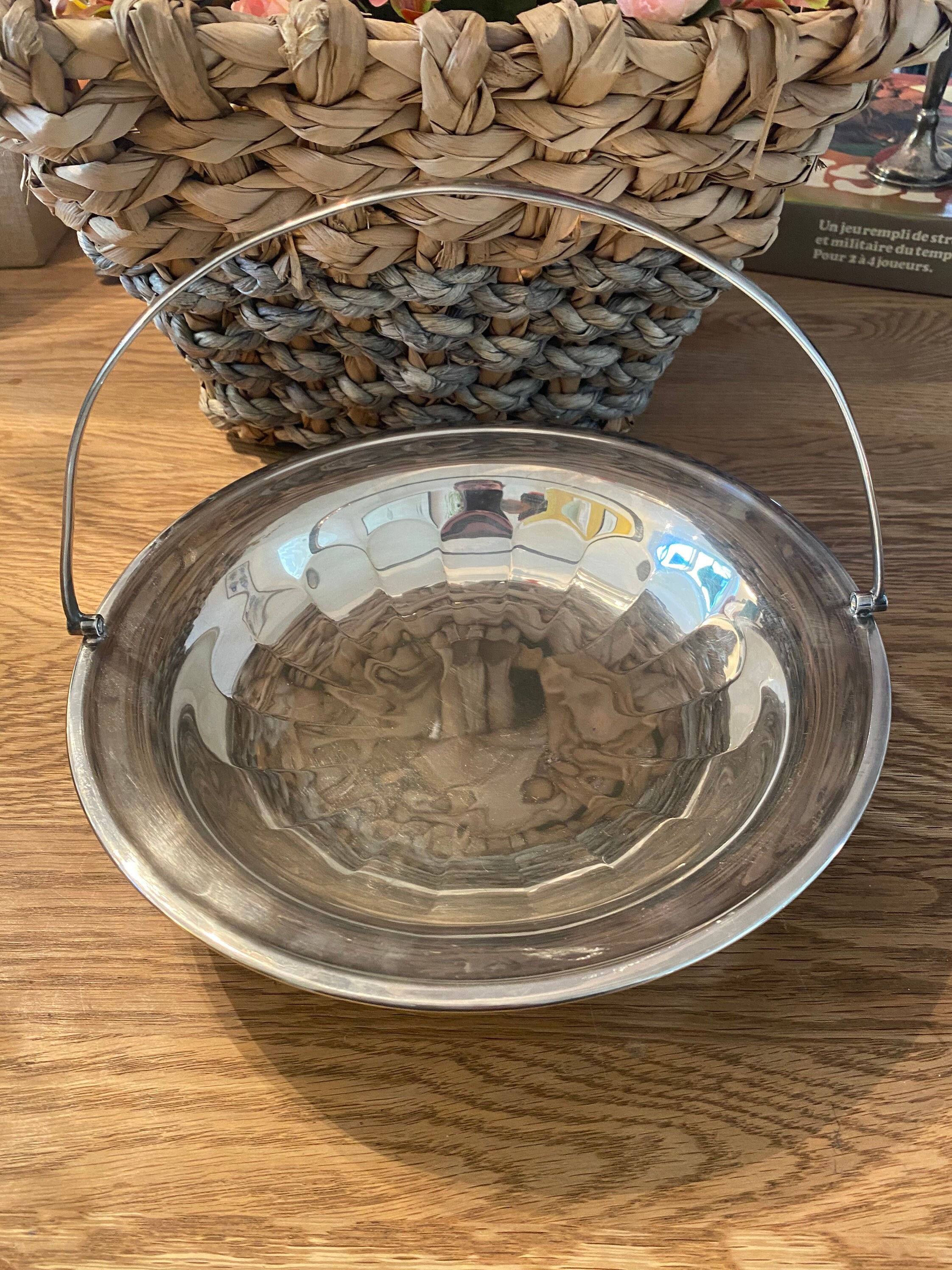 Stunning silver plate bowl with handle lovely condition Etsy