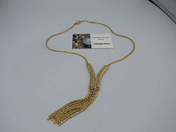 amazing vintage gold tone necklace, beautiful sta… - image 1