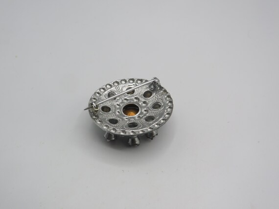 spectacular unusual silver tone brooch with raise… - image 3