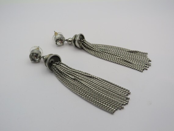 stunning silver tone dangle drop statement earrin… - image 3