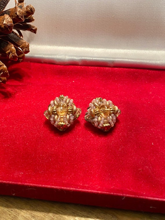 Vintage bead work stud earrings , vintage, vintage