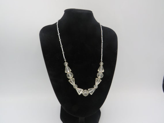 stunning vintage art deco silver tone necklace wi… - image 1