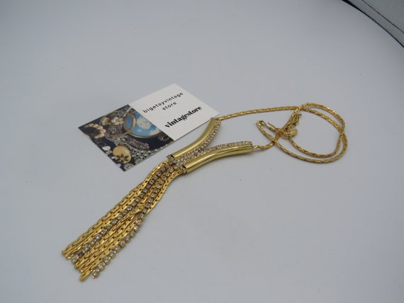 amazing vintage gold tone necklace, beautiful sta… - image 2