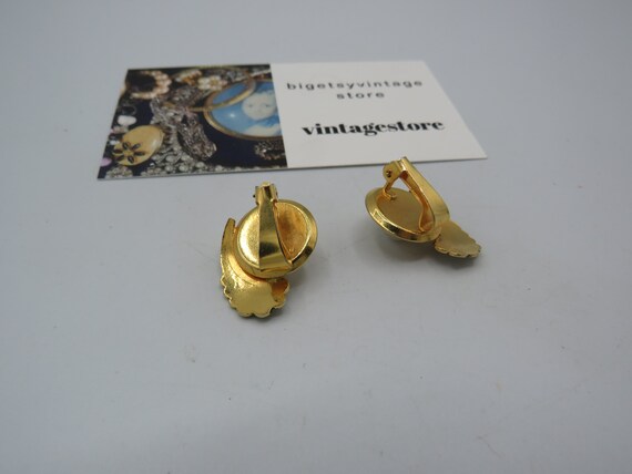 spectacular true vintage gold tone clip on earrin… - image 3