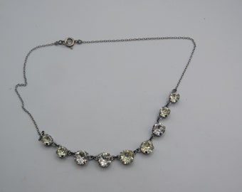 spectacular vintage silver tone riviera necklace, stunning sparkle, amazing quality, very elegant, excellent condition, 14-inch length