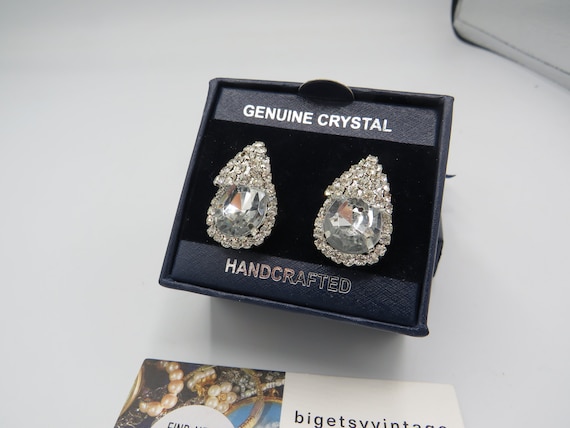 amazing silver tone post back statement earrings … - image 1