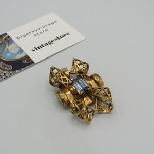 見事なアールデコ調の金メッキのブローチ/ペンダント、驚くほどユニークなデザイン、非常に魅力的、トロンボーン留め金、美しい職人技.....